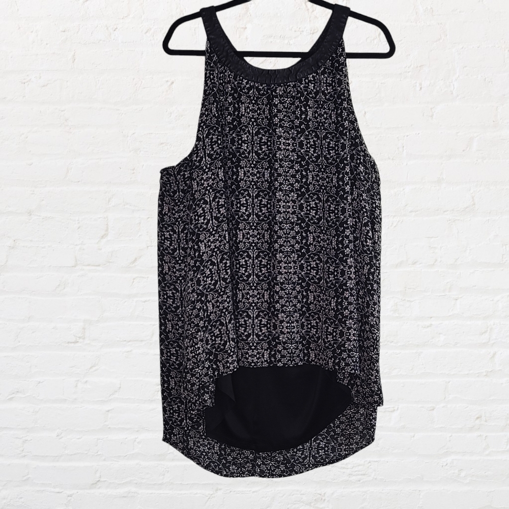 Torrid halter neck style faux leather and floral tank top